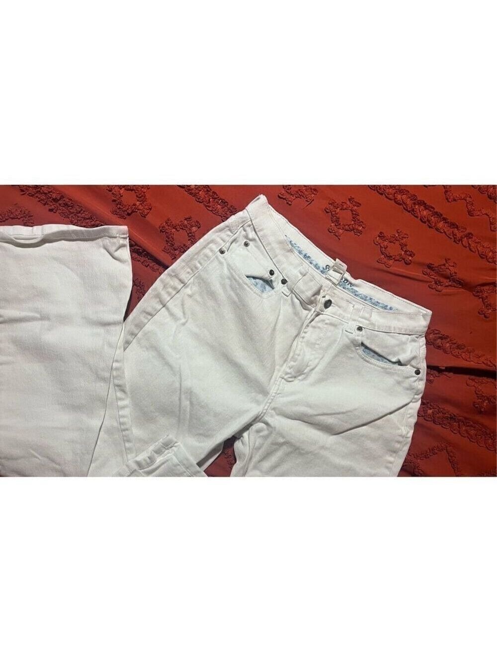 St Johns Bay White Jeans blue floral finishes size 12 - Picture 7 of 13